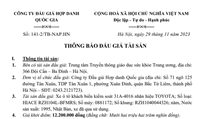Thông báo đấu giá tài sản