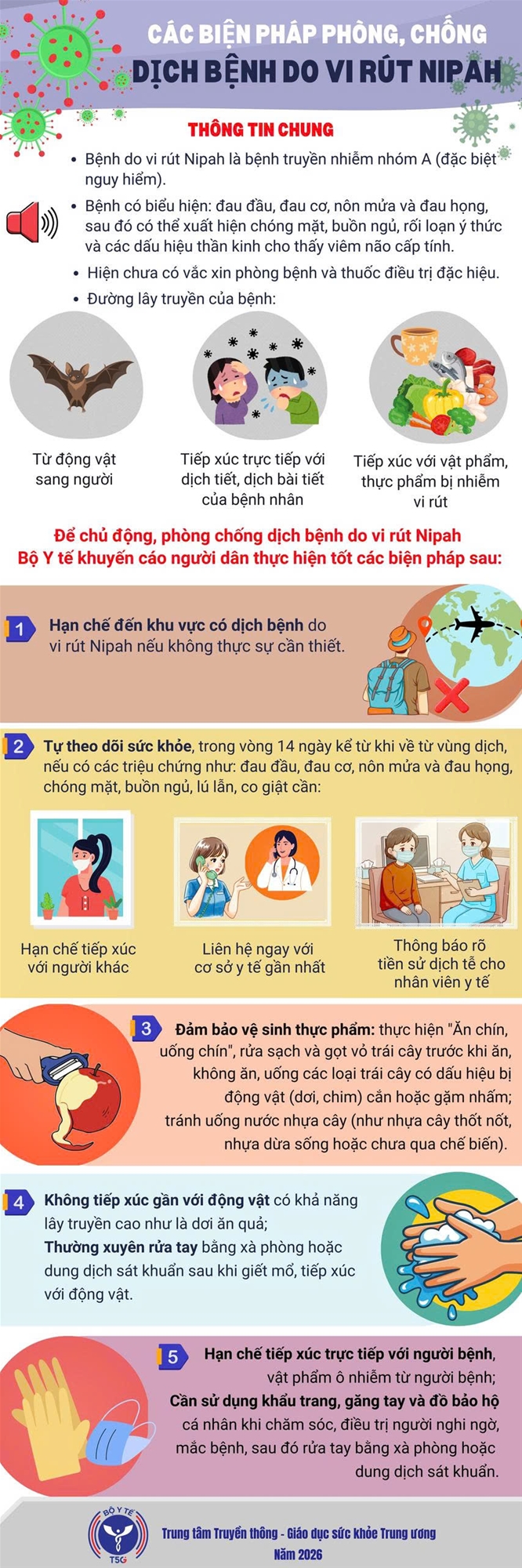 Các biện pháp phòng, chống dịch bệnh do vi rút Nipah)