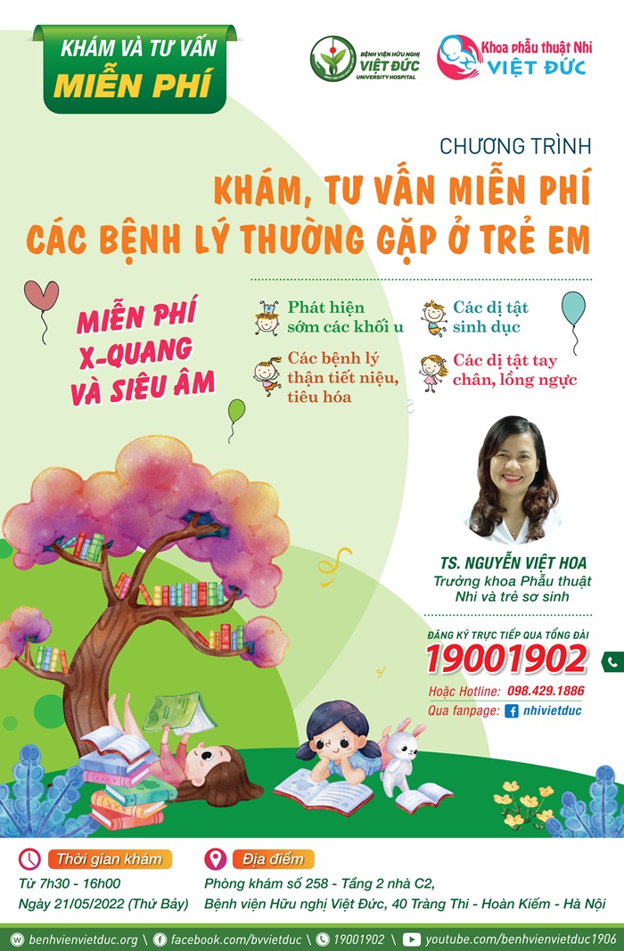 Bệnh viện Hữu nghị Việt Đức khám, tư vấn miễn phí các bệnh lý thường gặp ở trẻ em