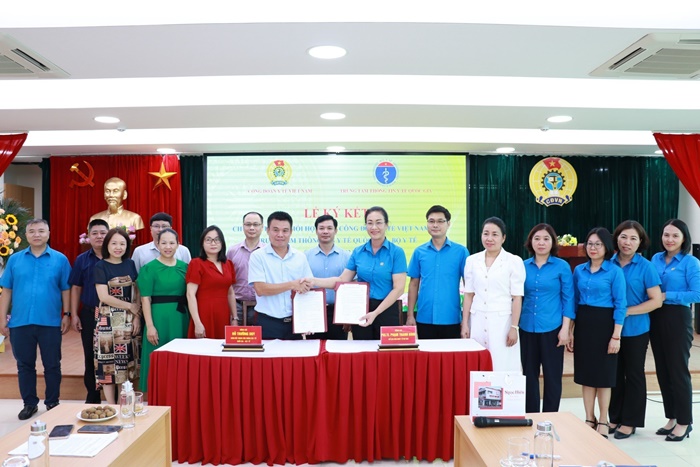 Công đoàn Y tế Việt Nam và Trung tâm Thông tin Y tế Quốc gia ký kết chương trình phối hợp hoạt động giai đoạn 2023-2028